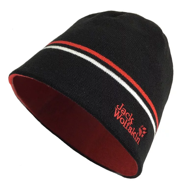 Jack Wolfskin 飛狼 LOGO條紋針織保暖帽 雙面戴毛帽
