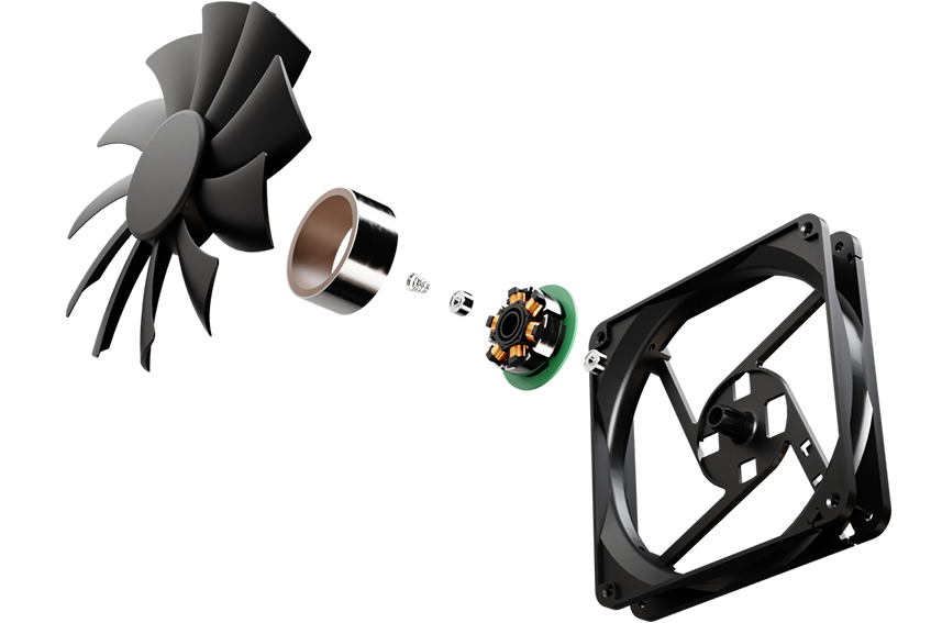 The PlatiGemini boasts an industrial-grade dual-ball bearing fan